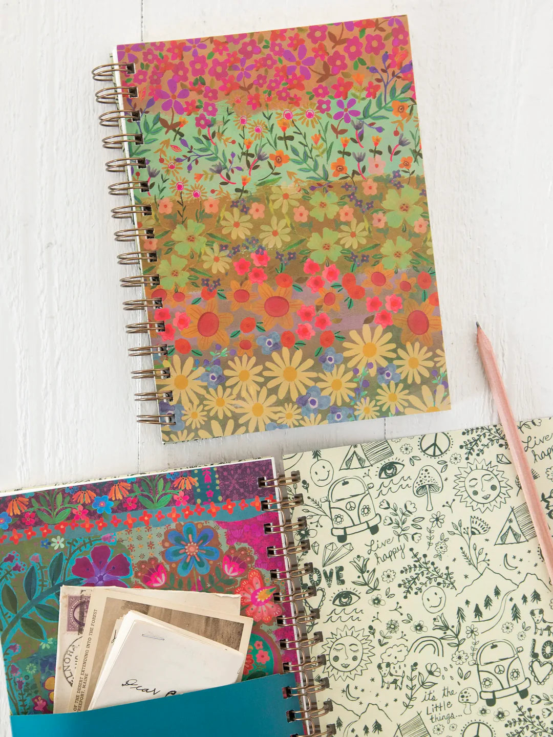 Natural Life Spiral Notebook-Wildflower Border