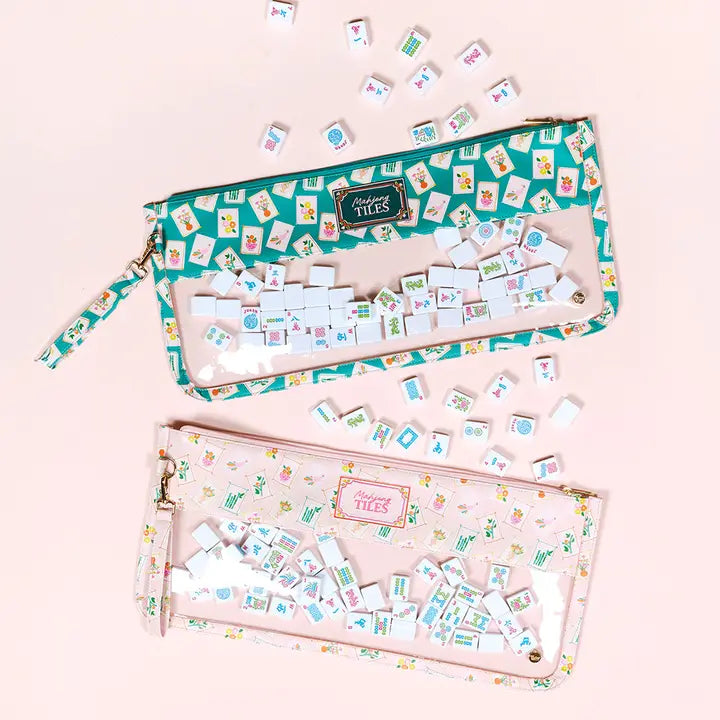The Darling Effect Mahjong Tile Keeper Pouch–It's Mahj Time Pink