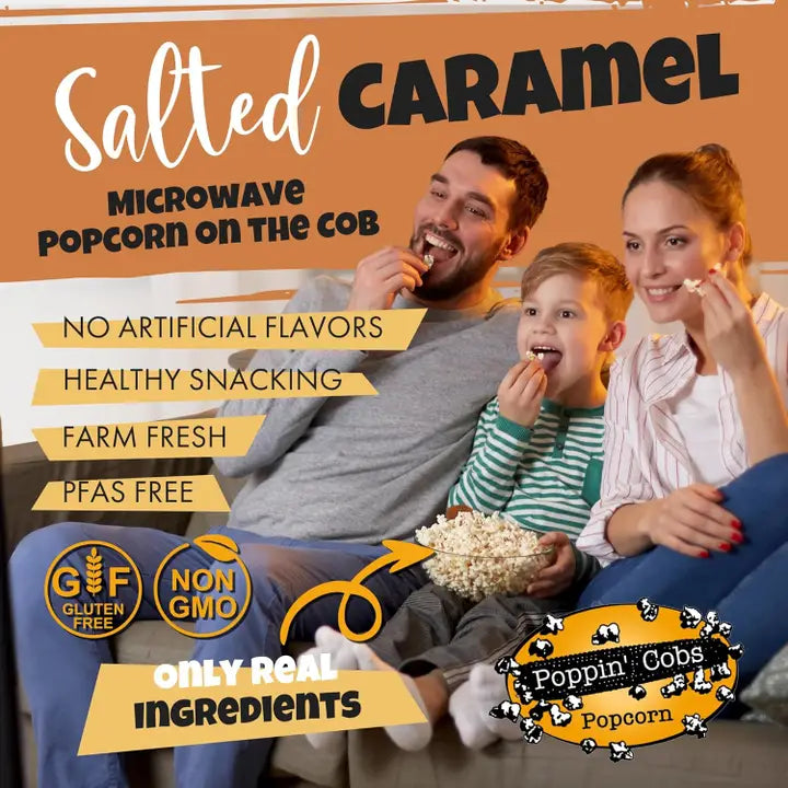 Poppin' Cobs Popcorn On the Cob with Salted Caramel Seasoning