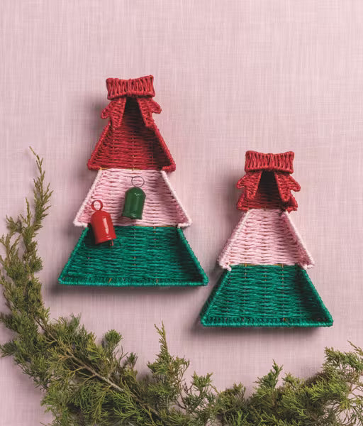 MUD PIE WOVEN TREE TRAY SET