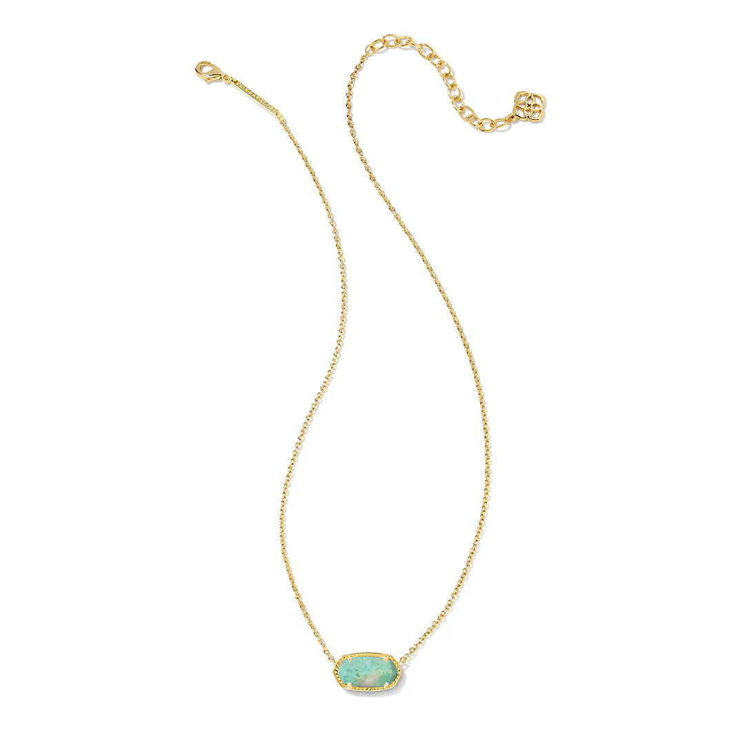 Kendra Scott Elisa Short Pendant in Gold & Sea Green Chrysocolla