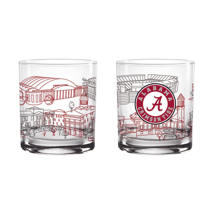 Alabama Crimson Tide 14oz. Campus Line Art Glass