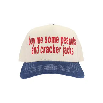 Peanuts and Cracker Jacks Embroidered Trucker Hat-Dark Denim