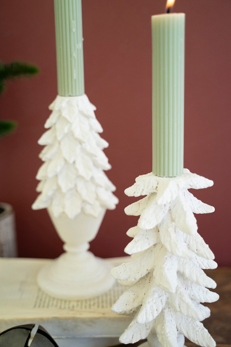 Kalalou Set of 2 Polyresin Christmas Tree Candle Holders