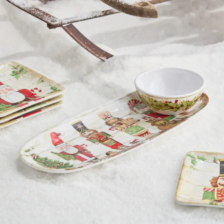 Certified International Nutcracker Parade Melamine Tray and Bowl Gift