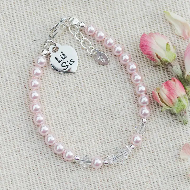 Cherished Moments Sterling Silver Little Sister Bracelet with Heart Baby Gift