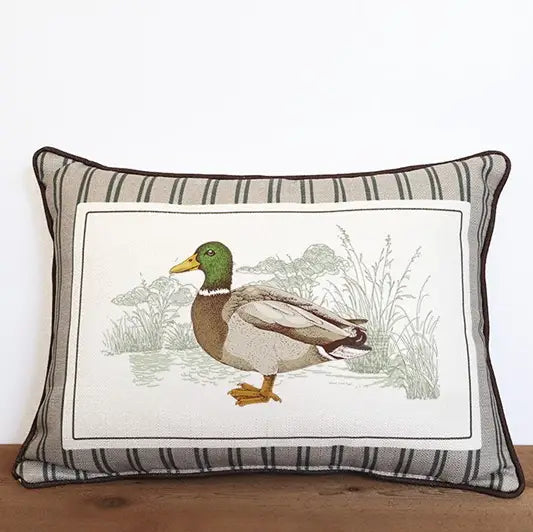 Little Birdie Stripe Mallard Pillow