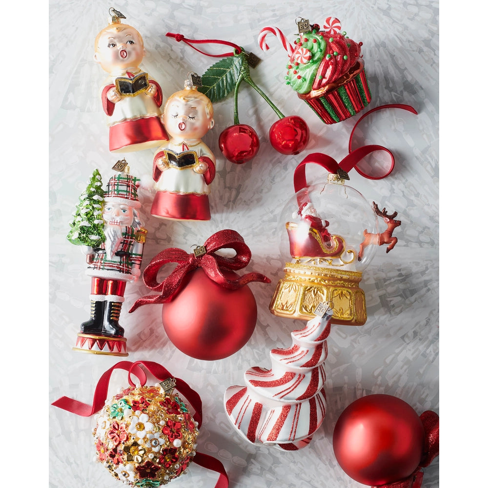 RAZ Imports EC 5.5" Red Ribbon Ball Ornament