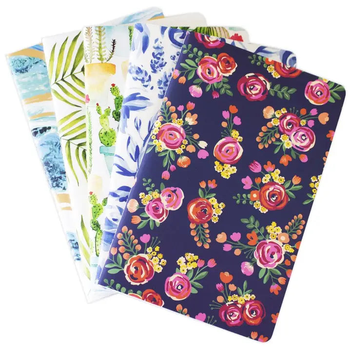 Bloom Mini Blank Lined Notebook Sets of 5, 5.5" X 2.5"