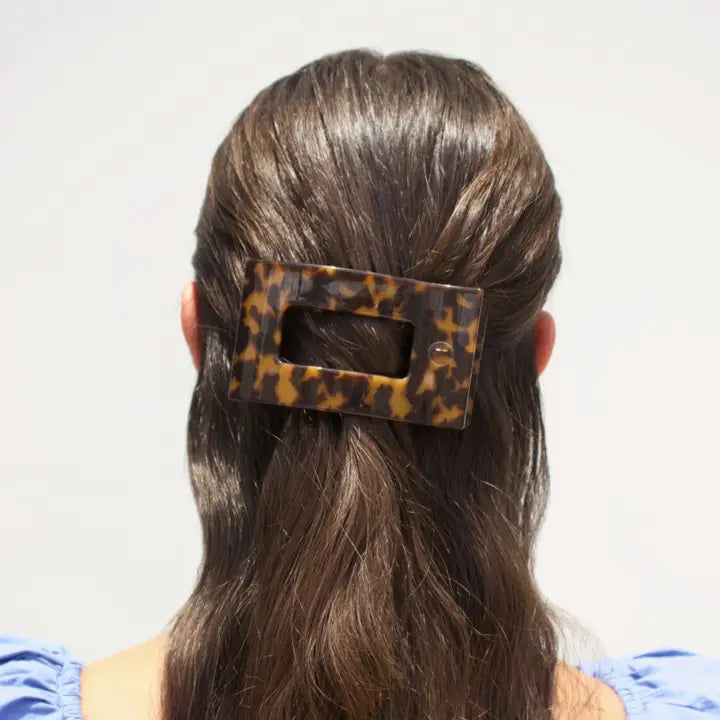 Teleties Flat Rectangle Hair Clip | Medium | Tortoise