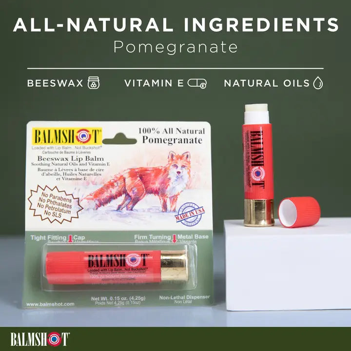 BALMSHOT Pomegranate Beeswax Lip Balm (100% All Natural)