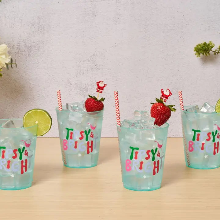 Sophistiplate Christmas Cocktail Frost Flex Cups/8pk - Tipsy & Bright