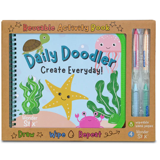 Daily Doodler Reusable Activity Book- Includes 4 Wonder Stix