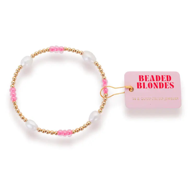 Beaded Blondes Hot Pink Pearl Poppi Bracelet