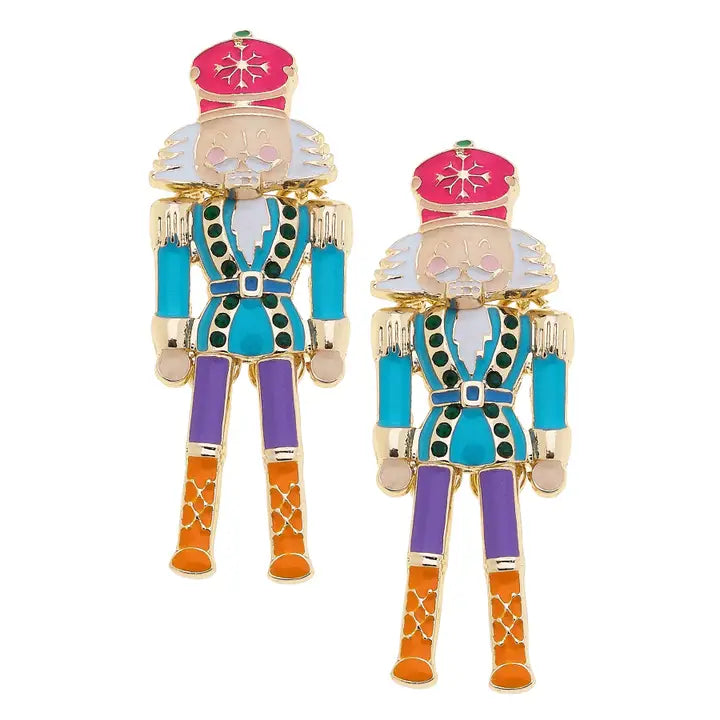 Canvas Style Nutcracker Enamel Soldier Earrings in Multi