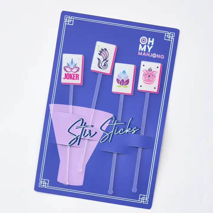Oh My Mahjong Tile Acrylic Cocktail Stir Sticks