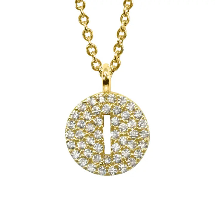Maya J Pavé Disc Cut-Out Initial Pendant Necklace