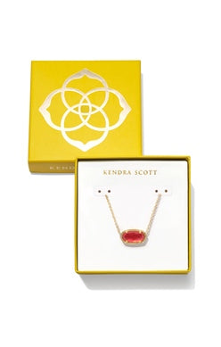 KENDRA SCOTT BOXED ELISA PENDANT NECKLACE GOLD RED ILLUSION