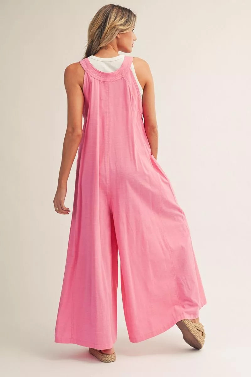 Jodifl Sleeveless wide leg solid jumpsuit-Pink