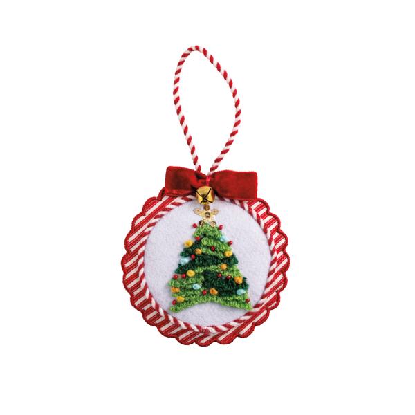 MUD PIE CHRISTMAS TREE EMBROIDERED ORNAMENT