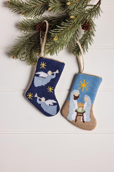 MUD PIE ANGEL NEEDLEPOINT STOCKING