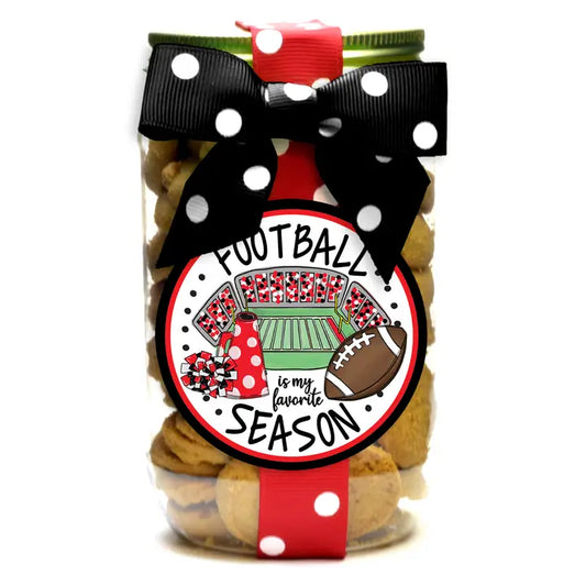 Oh, Sugar! Cookie - Football - Pint Jars-Red & Black