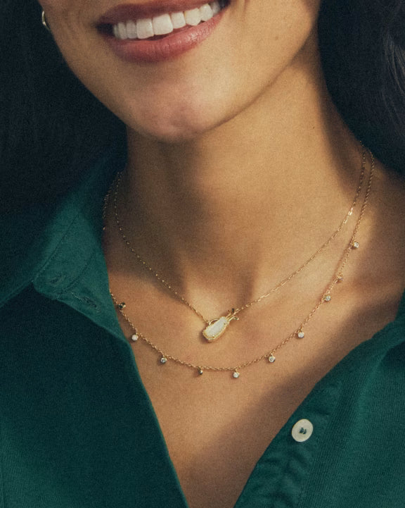 KENDRA SCOTT GOLF SHORT PENDANT NECKLACE GOLD IVORY MOTHER OF PEARL