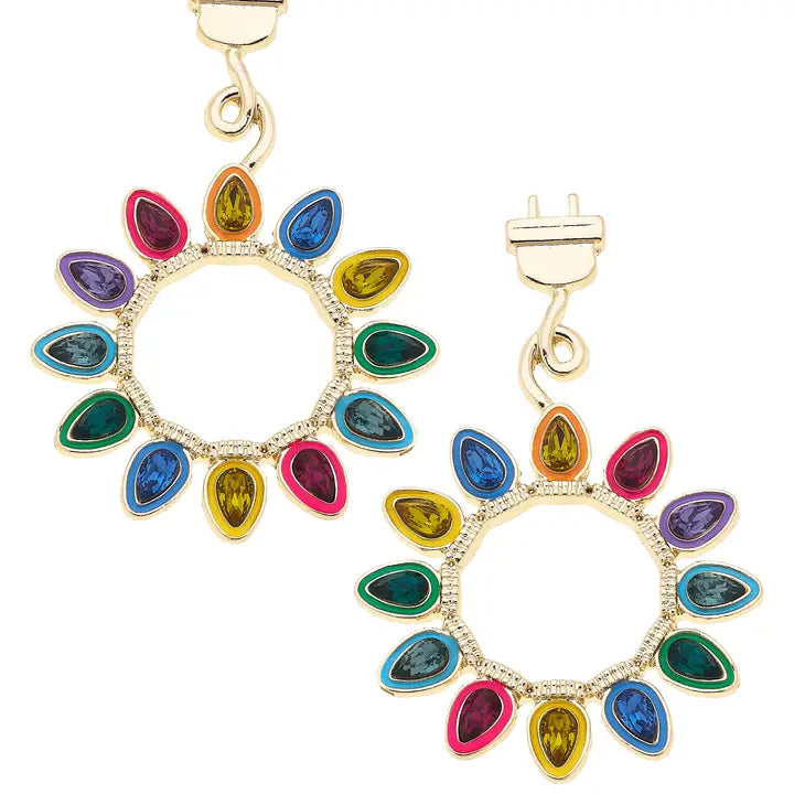 Canvas Style All Lit Up Christmas Light Earrings in Shiny Gold