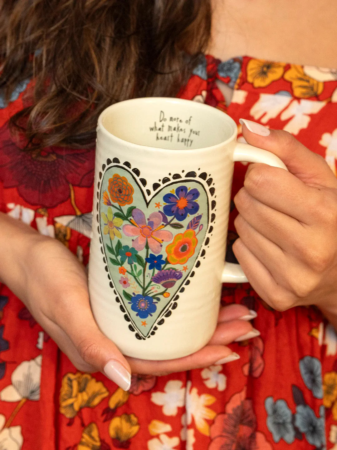 Natural Life Latte Mug-Heart Happy