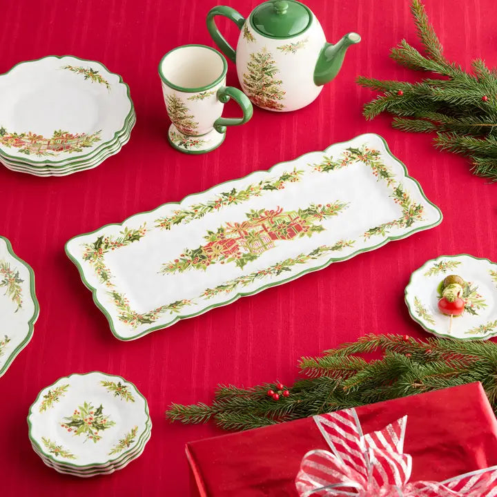 Certified International Holly Tree Rectangular Platter 19in X 8in