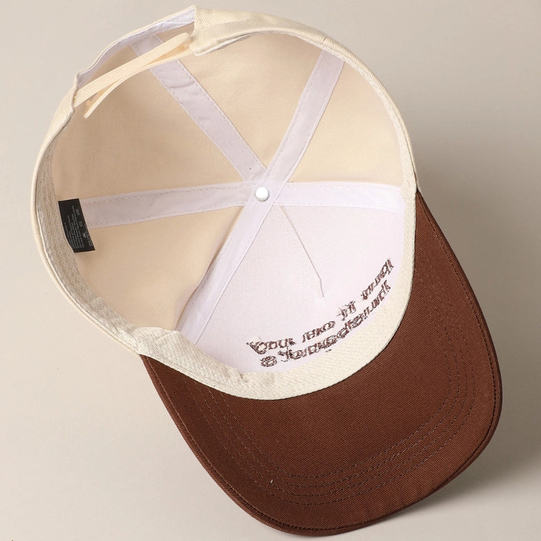 Put It On My Husband's Tab Embroidery Canvas Cap-Brown