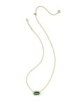KENDRA SCOTT ELISA BEZEL SHORT PENDANT NECKLACE GOLD GREEN TIGERS EYE