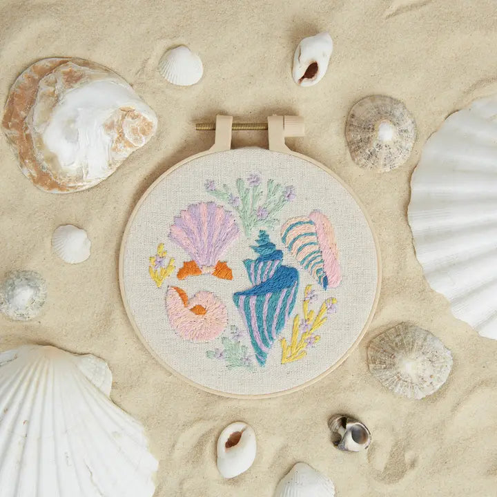 Simply Make Embroidery By Numbers Seashells Craft Stitch Kit