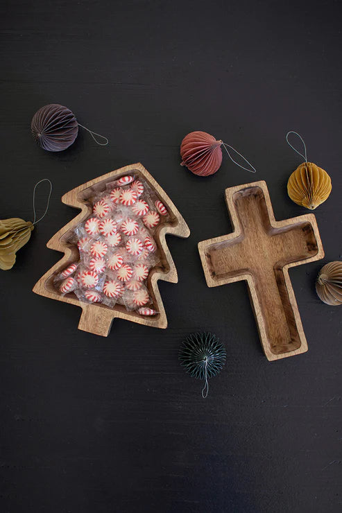 Kalalou Wooden Christmas Tree Bowl