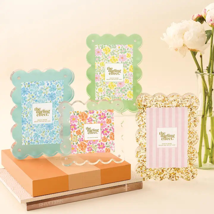 The Darling Effect Rectangle Scalloped Acrylic Frame-Blue