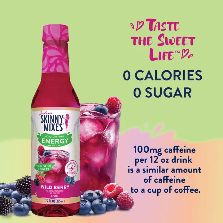 Jordan's Skinny Mixes Sugar Free Wild Berry Energy Syrup