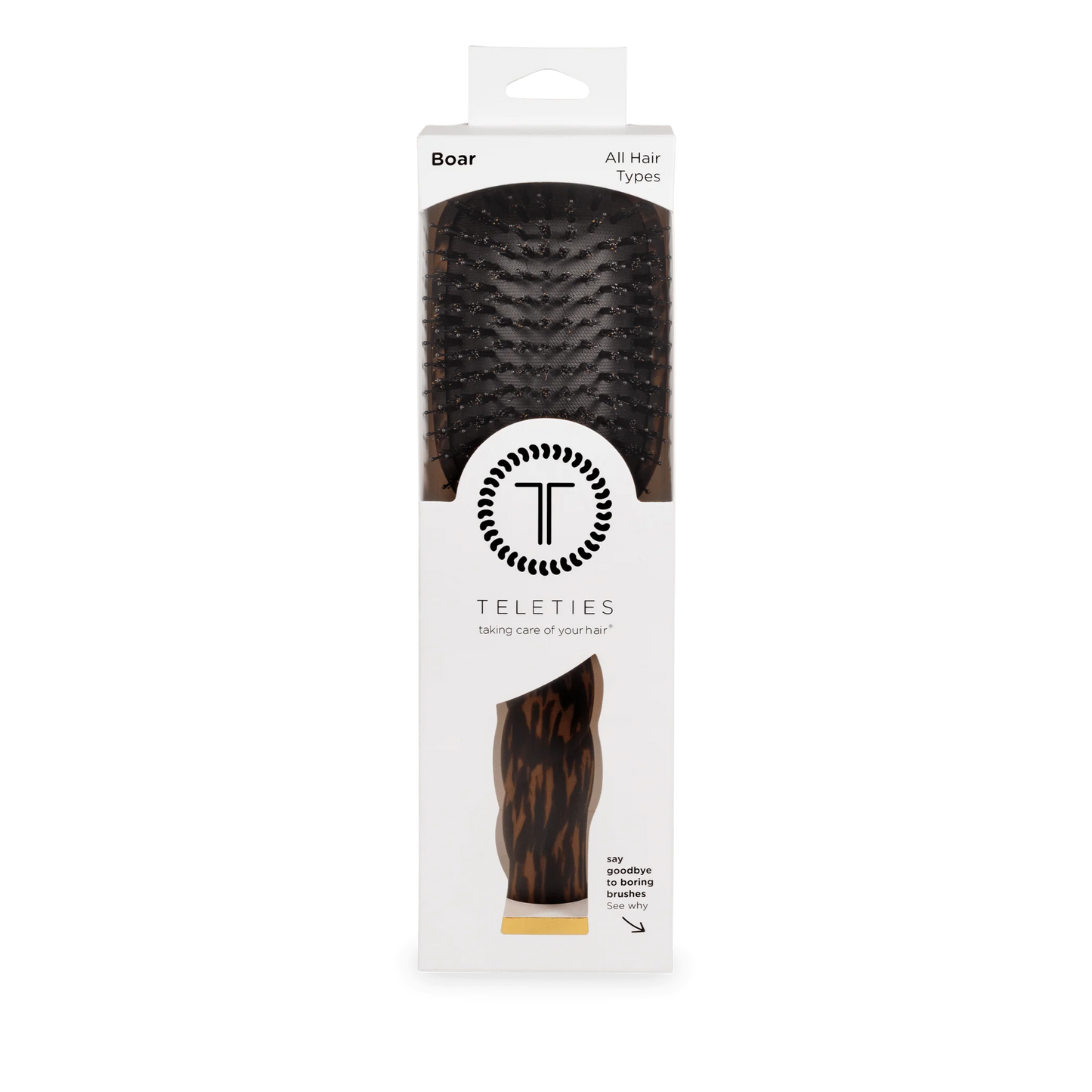 Boar Bristle Hair Brush | Tortoise Teletie