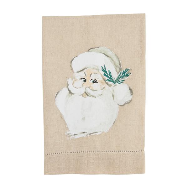 MUD PIE WHITE SANTA PAINTED TOWEL