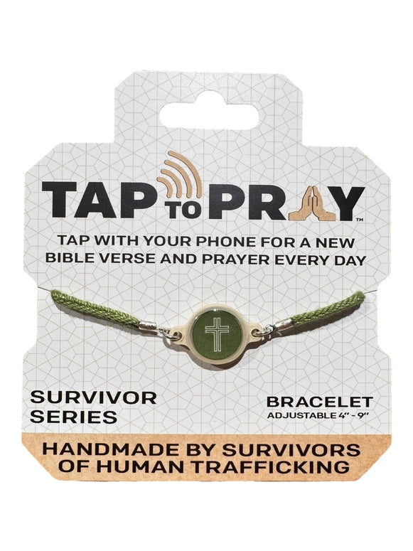Versible Tap To Pray™ - Survivor Series Handmade Bracelets-Moss + Cross