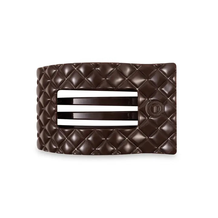 Teleties Flat Rectangle Hair Clip | Medium | Truly Taupe Quilted