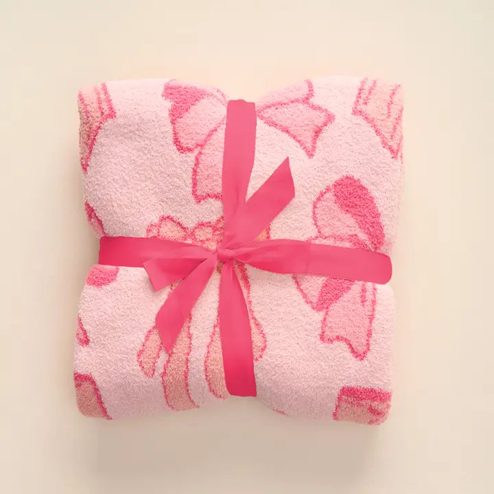 The Darling Effect Cozy Dreams Luxe Blanket-Blushing Bows Pink