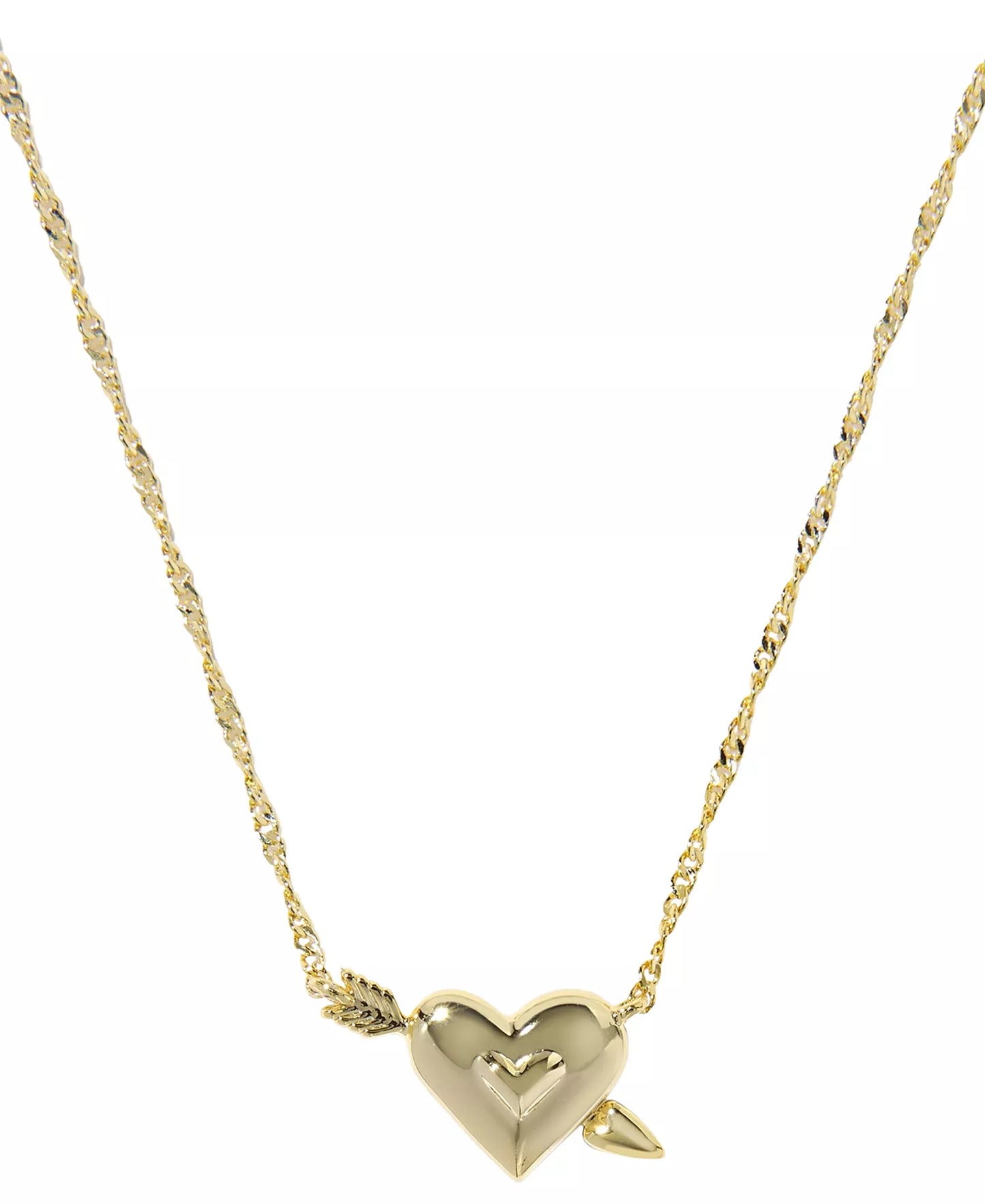 KENDRA SCOTT ARI HEART ARROW SHORT PENDANT NECKLACE GOLD PINK OPALESCENT RESIN