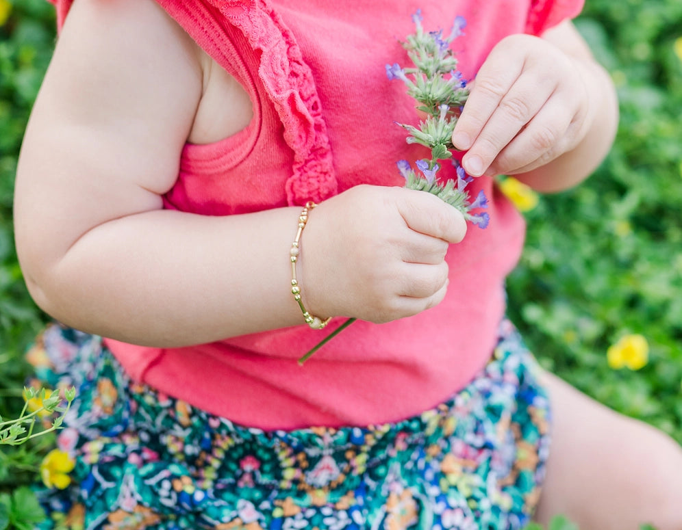 Cherished Moments Little Girls 14K Gold-Plated Bracelet with Stardust Beads