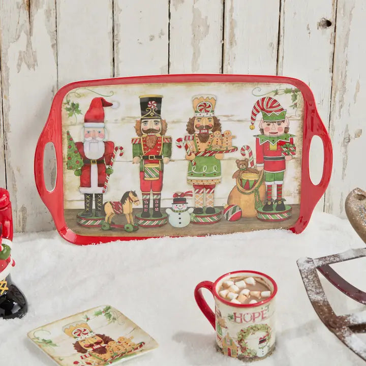 Certified International Nutcracker Parade Melamine Rectangular Tray W/Handles