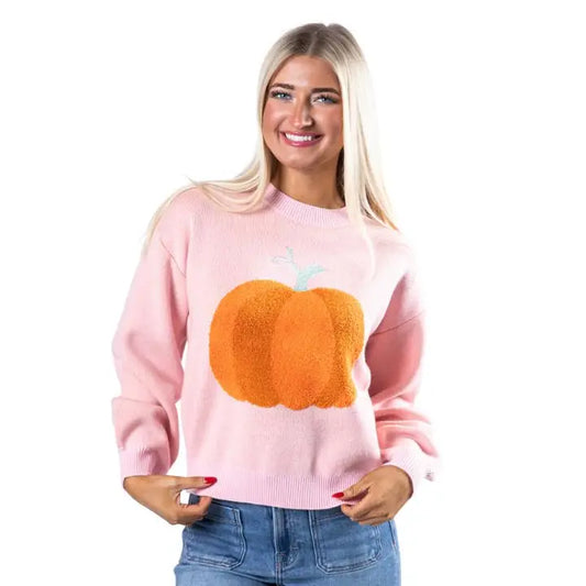 Jane Marie Pumpkin Pink Crew Neck Sweater