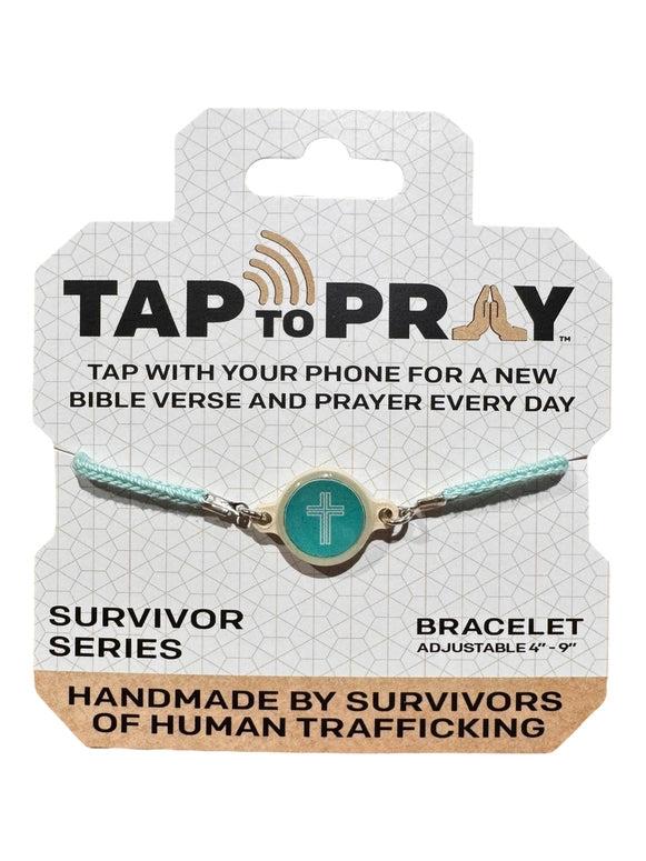 Versible Tap To Pray™ - Survivor Series Handmade Bracelets-Sea Foam + Cross