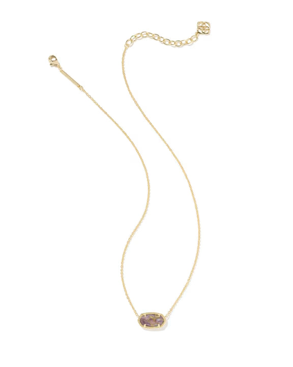 KENDRA SCOTT ELISA PENDANT NECKLACE GOLD BRONZE VEINED PURPLE AMETHYST