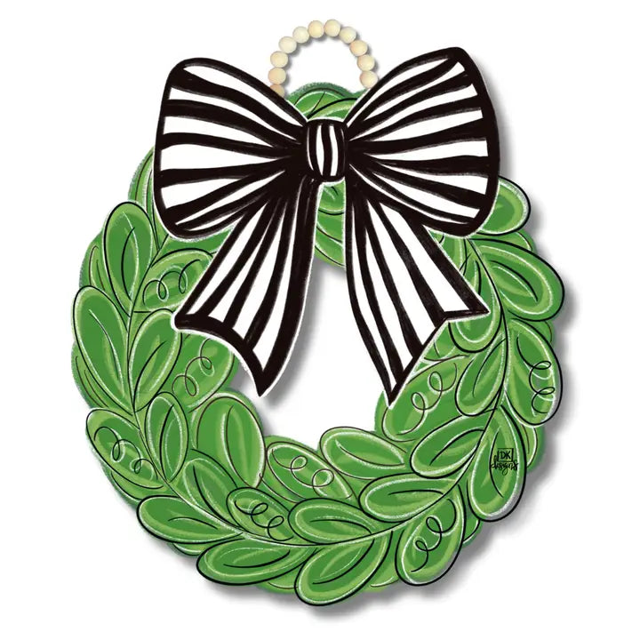 DK Designs Black and White Bow Wreath Door Hanger