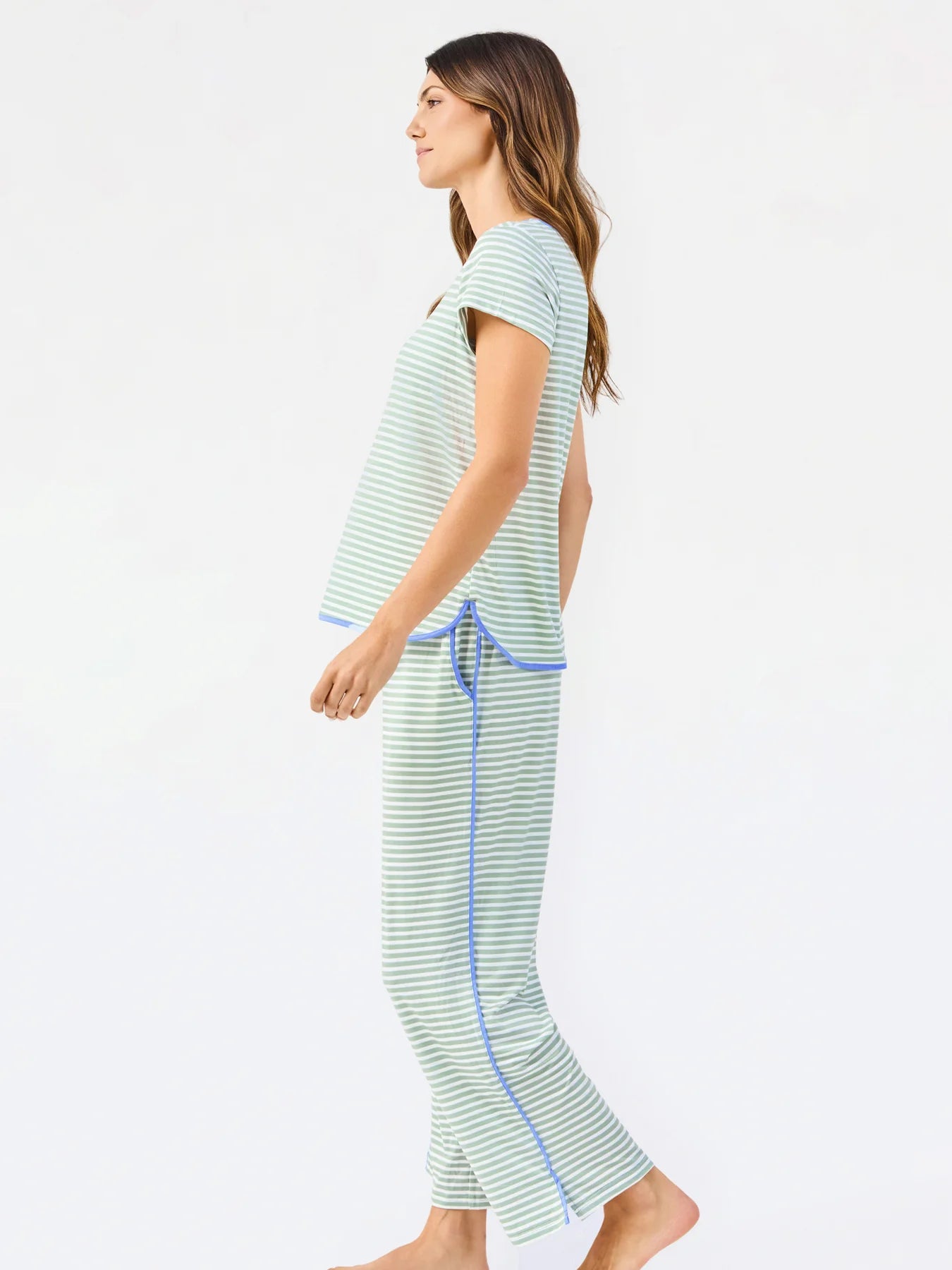 MARY SQUARE Pant Set Melody Green Stripe
