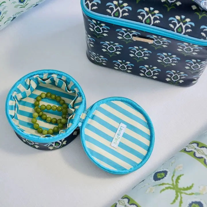 Laura Park Designs Rosemary Indigo Round Jewelry Case